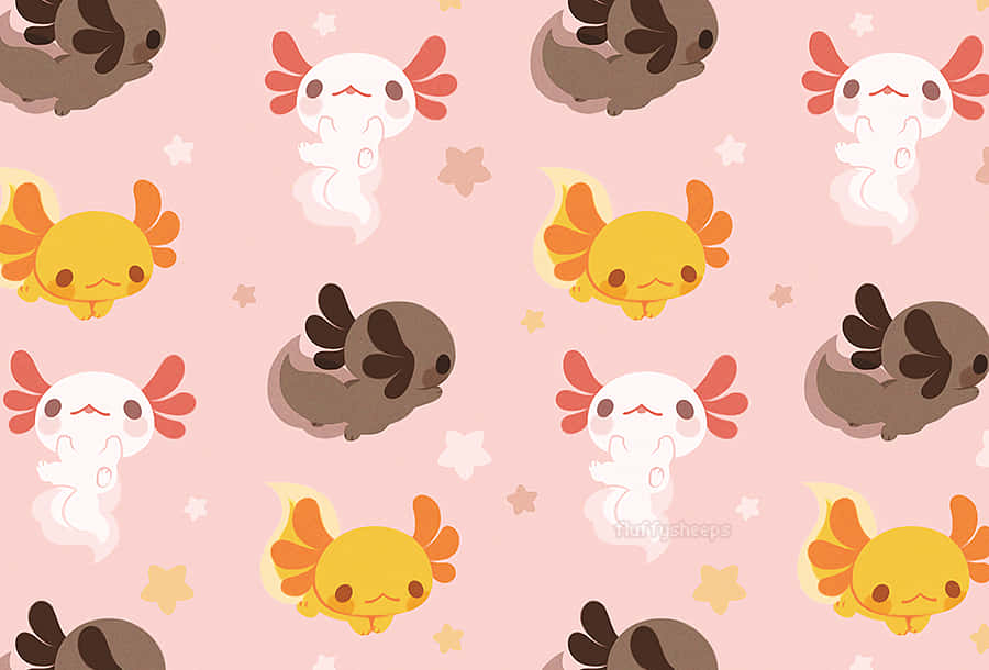 Cute Axolotl Designs Doodle Art Wallpaper