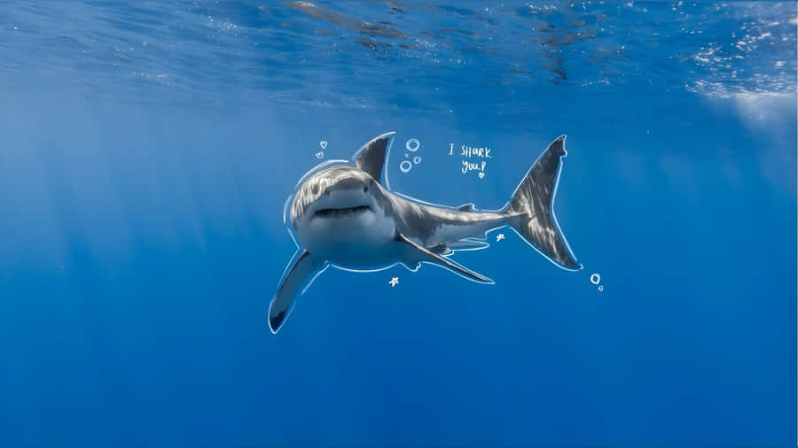 Cute Baby Shark Swimming Wallpaper