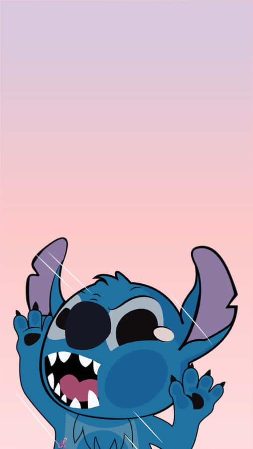 Cute Baby Stitch On Glass Wallpaper