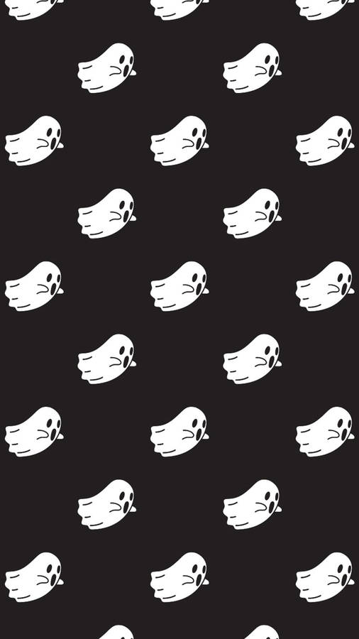 Cute Black And White Aesthetic Halloween Ghost Collage Wallpaper