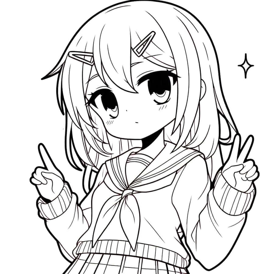 Cute Black And White Anime Girl Wallpaper