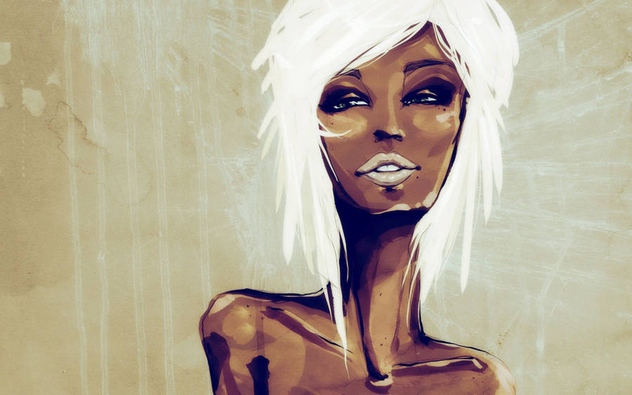 Cute Black Girl Model Painting Wallpaper