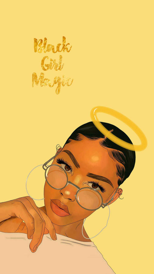 Cute Black Girl With Halo Wallpaper