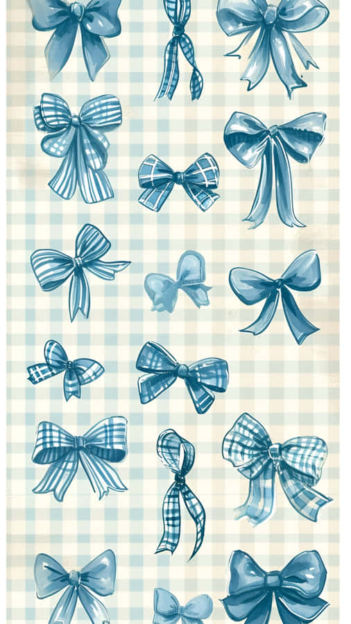 Cute Blue Bow Collection Wallpaper