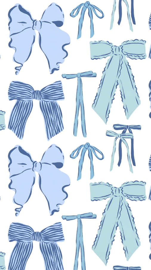 Cute Blue Bow Designs Wallpaper