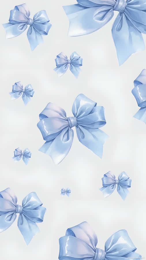 Cute Blue Bow Pattern Wallpaper