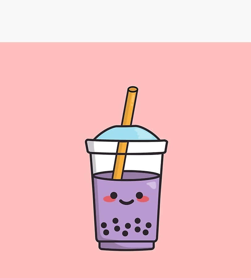 Cute Boba In Purple And Pink Wallpaper