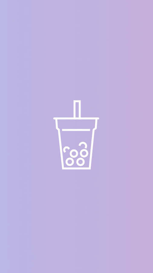 Cute Boba Tea Drawing In Light Purple Wallpaper