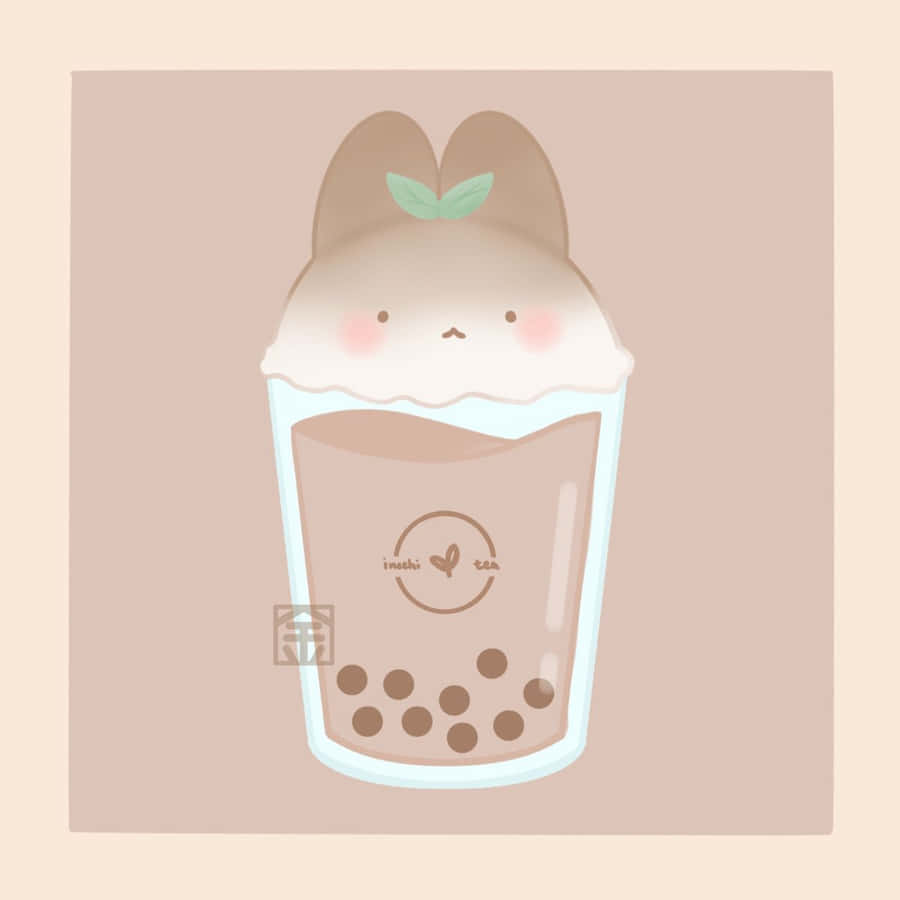 Cute Boba Tea Mochi Art Wallpaper