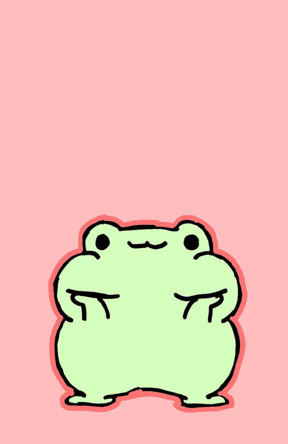 Cute Cartoon Frog Pink Background Wallpaper
