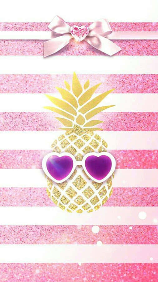 Cute Cartoon Pineapple Beach Wallpaper
