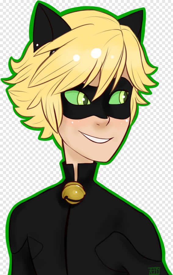 Cute Cat Noir Staring Away Wallpaper