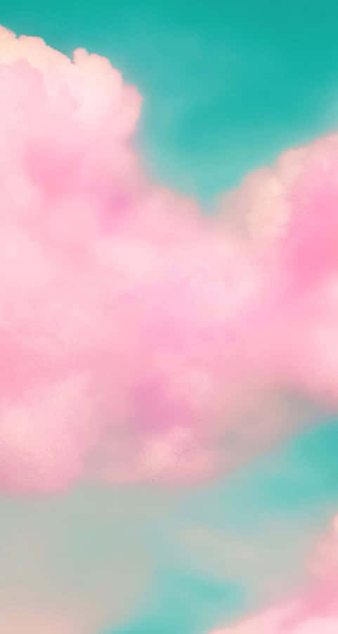 Cute Cloud Pink With Light Green Sky Wallpaper