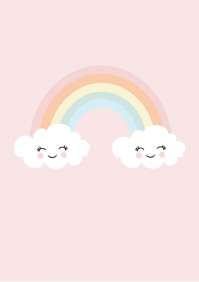 Cute Clouds Connecting Rainbow Wallpaper