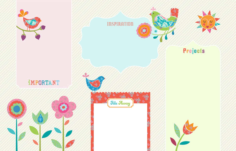 Cute Desktop Organizer Summer Design Wallpaper