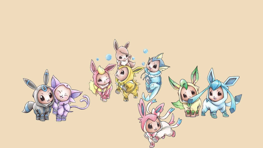 Cute Eeveelutions Costumes Happy Wallpaper