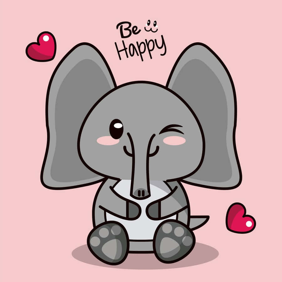 Cute Elephant Romantic Greeting Vector Art Wallpaper