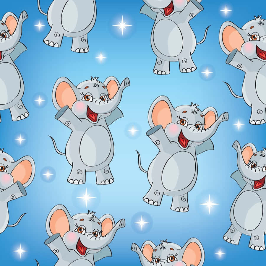 Cute Elephant Sparkling Pattern Background Wallpaper