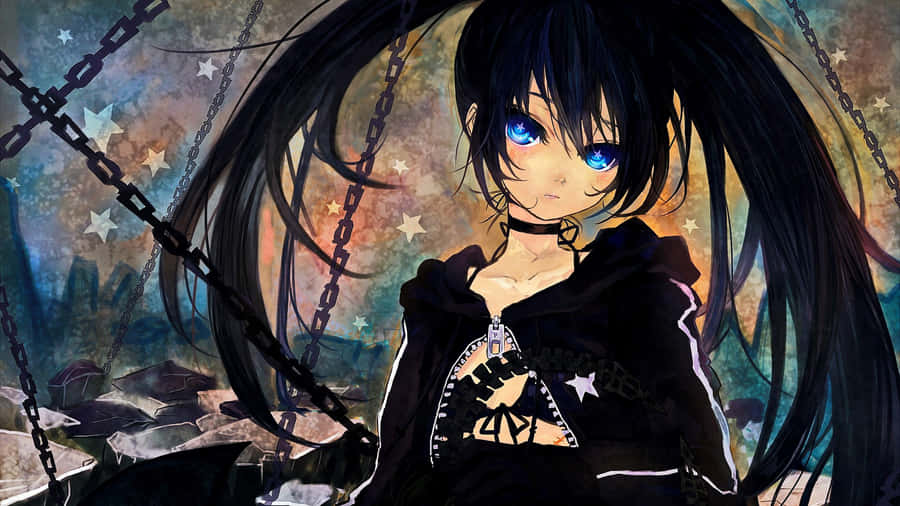 Cute Emo Girl With Sparkling Eyes And Colorful Hair Wallpaper