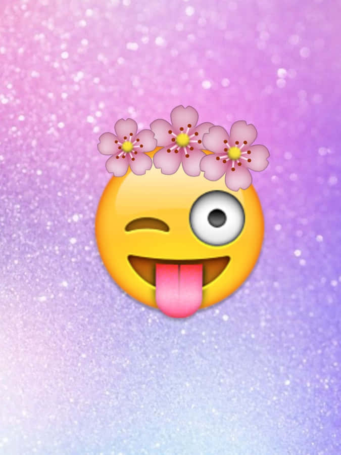 Cute Emoji With Flower Crown Wallpaper