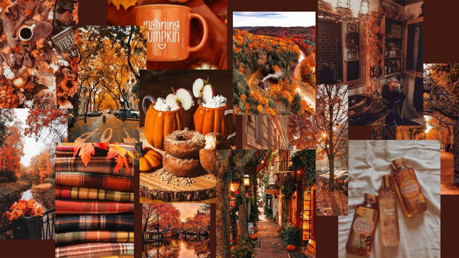 Cute Fall Aesthetic Collage Art Wallpaper