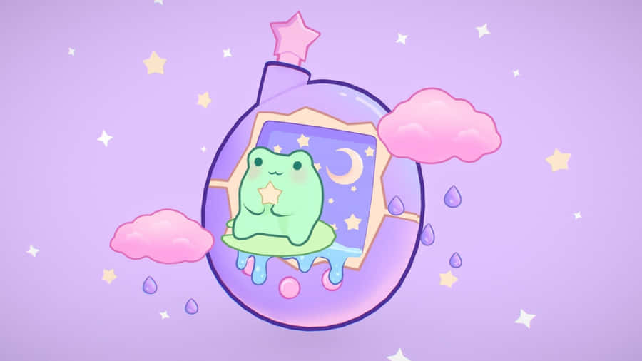 Cute Frog Tamagotchi Design Wallpaper