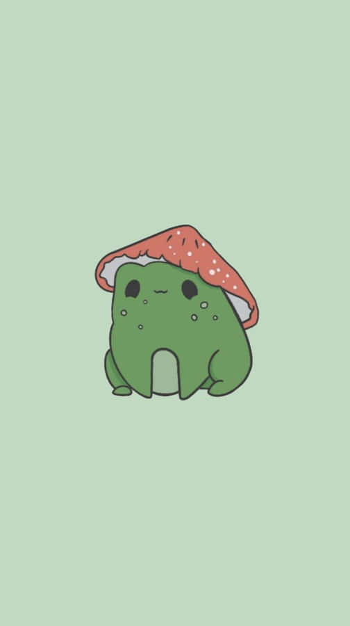 Cute Frog With Strawberry Hati Phone Wallpaper Wallpaper