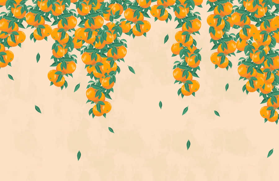 Cute Fruit Orange Hanging Wallpaper