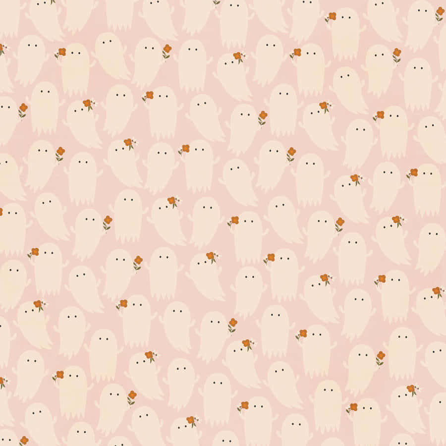 Cute Ghost Pattern Halloween Background Wallpaper