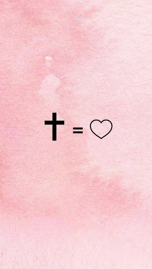 Cute Girly Cross With A Heart Design Wallpaper