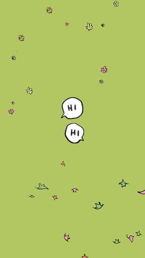 Cute Hi Greeting In Sage Green Wallpaper