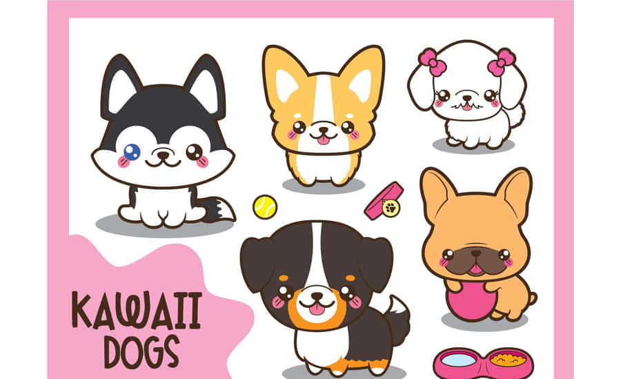 Cute Kawaii Dog Illustration Wallpaper
