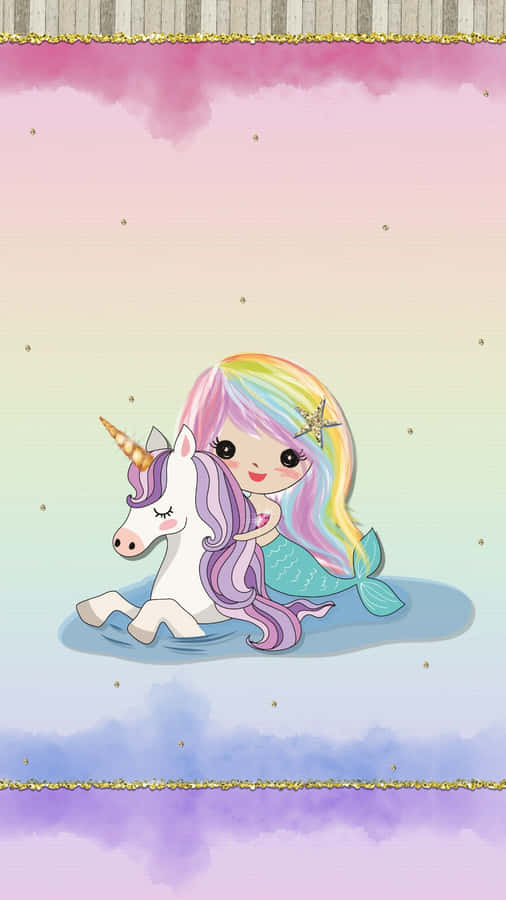 Cute Kawaii Mermaid Swimming Joyfully Wallpaper