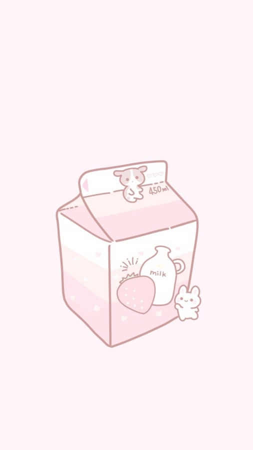 Cute Kawaii Pink Milk Box Wallpaper