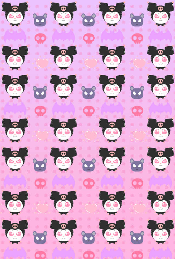 Cute Kuromi Pink Pattern Wallpaper
