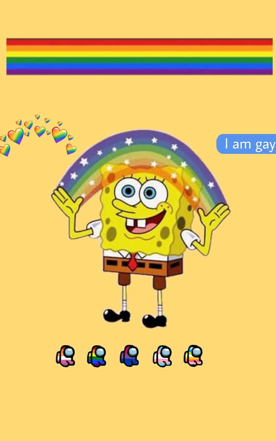 Cute Lgbt Spongebob And Among Us Wallpaper