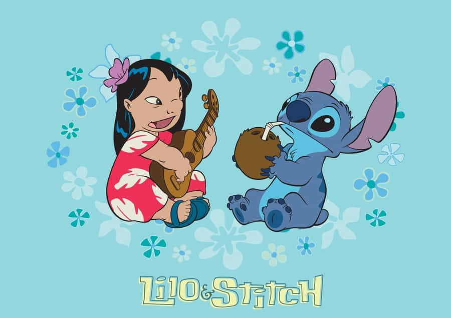 Cute Lilo And Stitch Hugging Wallpaper Wallpaper