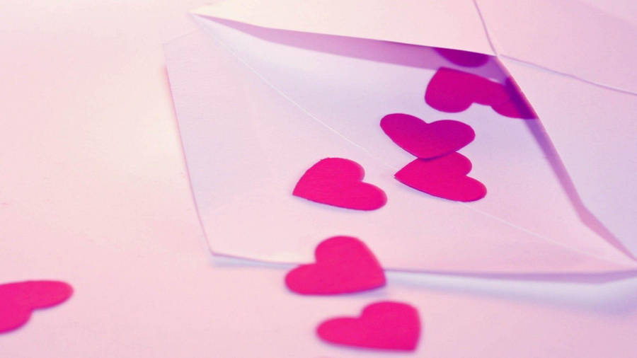 Cute Love Paper Hearts Wallpaper