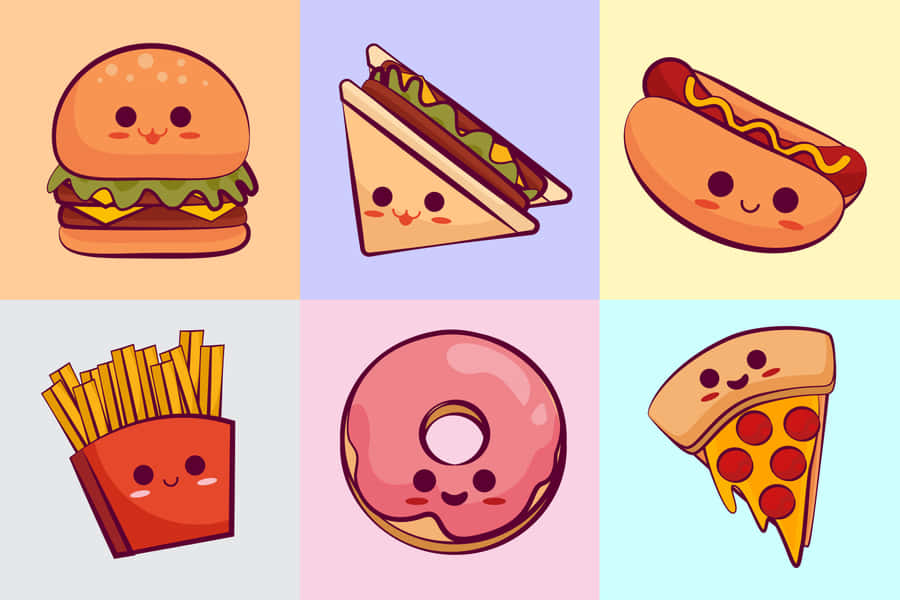 Cute Mouth-watering Kawaii Food Wallpaper Wallpaper