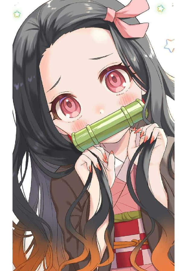 Cute Nezuko Kamado Anime Character Close Up Wallpaper