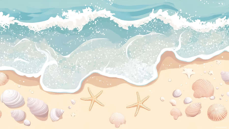 Cute Ocean Beach Scene Wallpaper