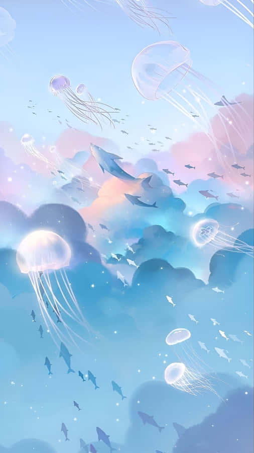 Cute Ocean Jellyfish Scene Wallpaper