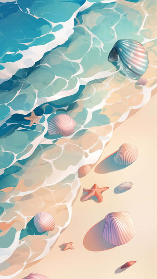 Cute Ocean Shells And Starfish Wallpaper