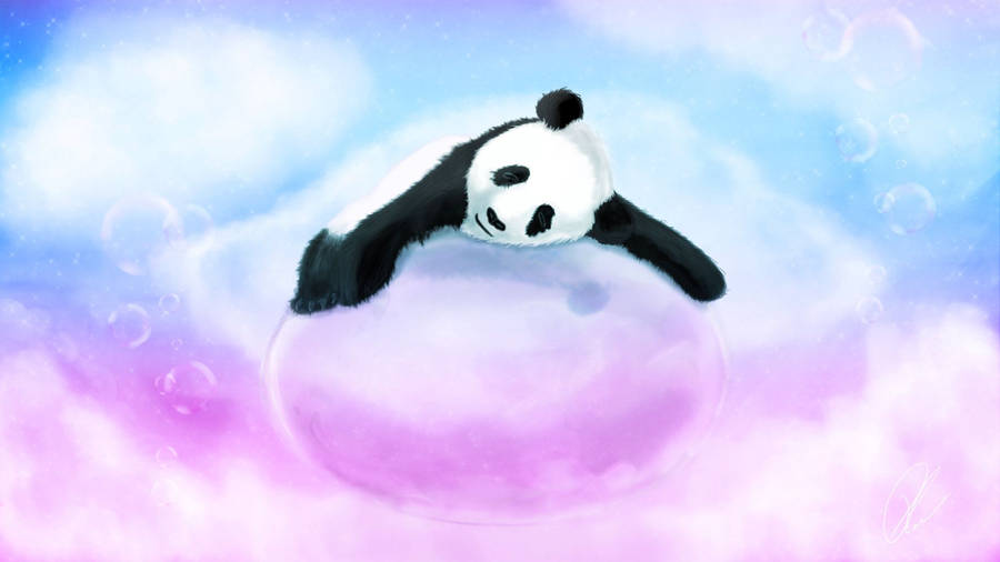 Cute Panda Paint Art Wallpaper