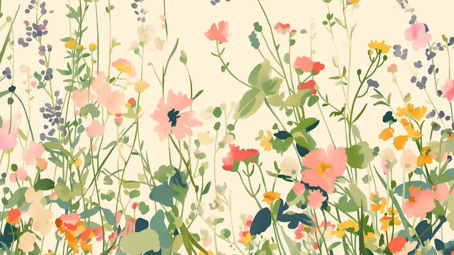 Cute Pastel Spring Flowers Wallpaper