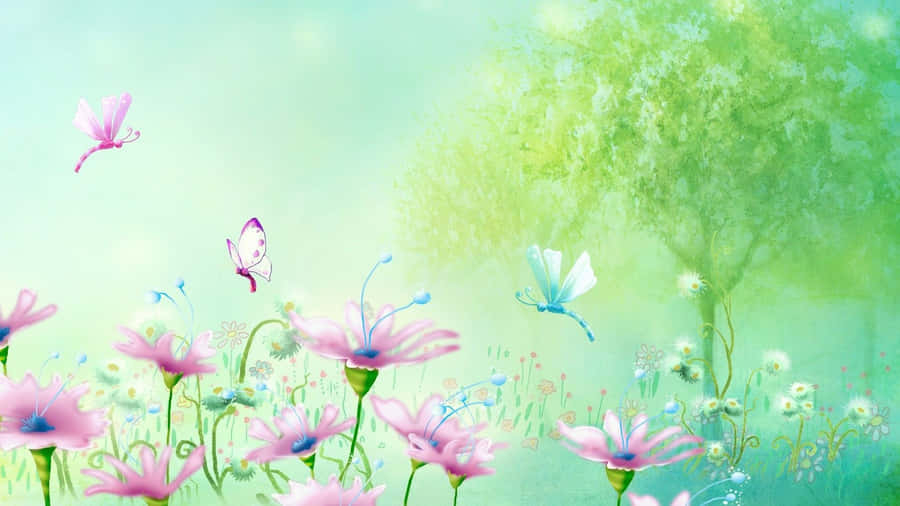 Cute Pastel Spring Flowers Wallpaper