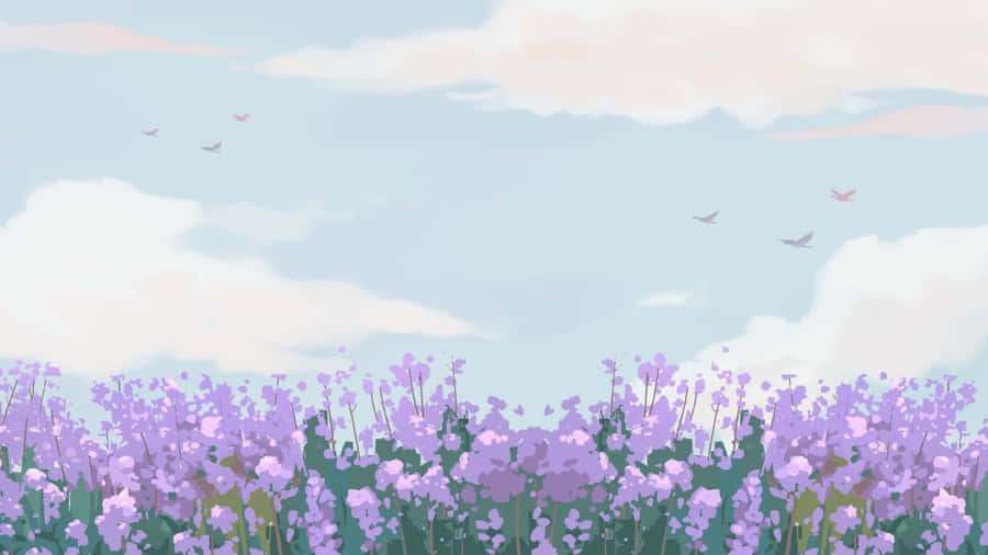 Cute Pastel Spring Landscape Wallpaper