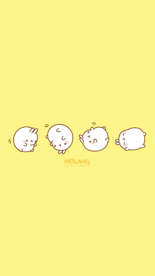 Cute Pastel Yellow Rolling Rabbits Wallpaper