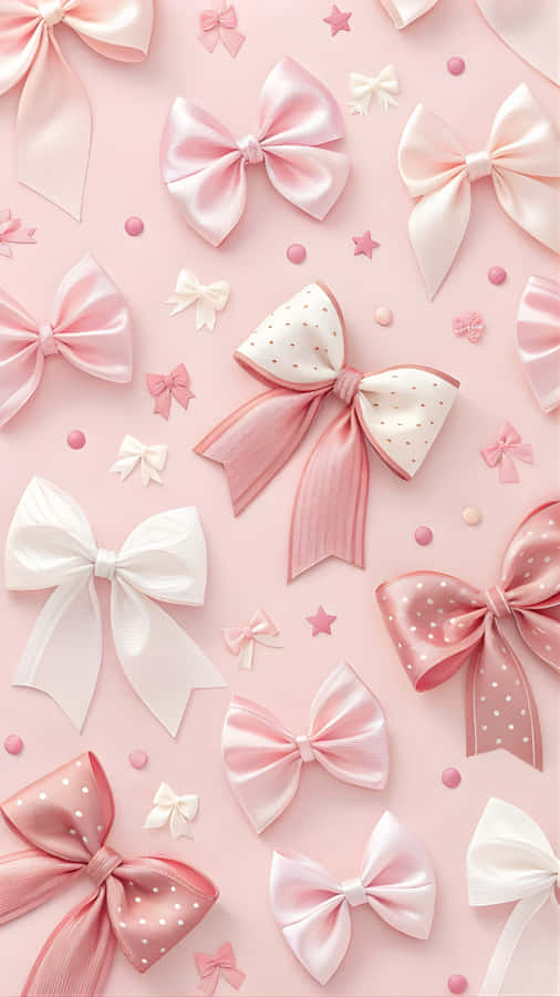 Cute Pink Bow Collection Wallpaper