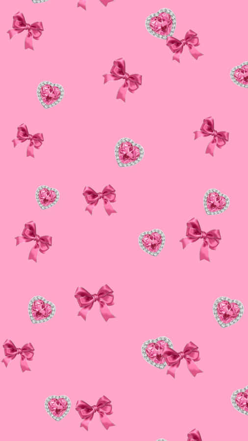 Cute Pink Bow Pattern Wallpaper